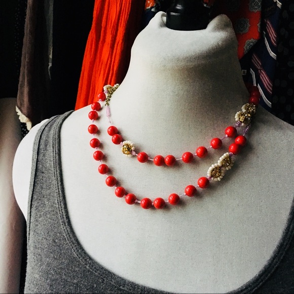 Anthropologie Jewelry - Hot pink long beaded necklace